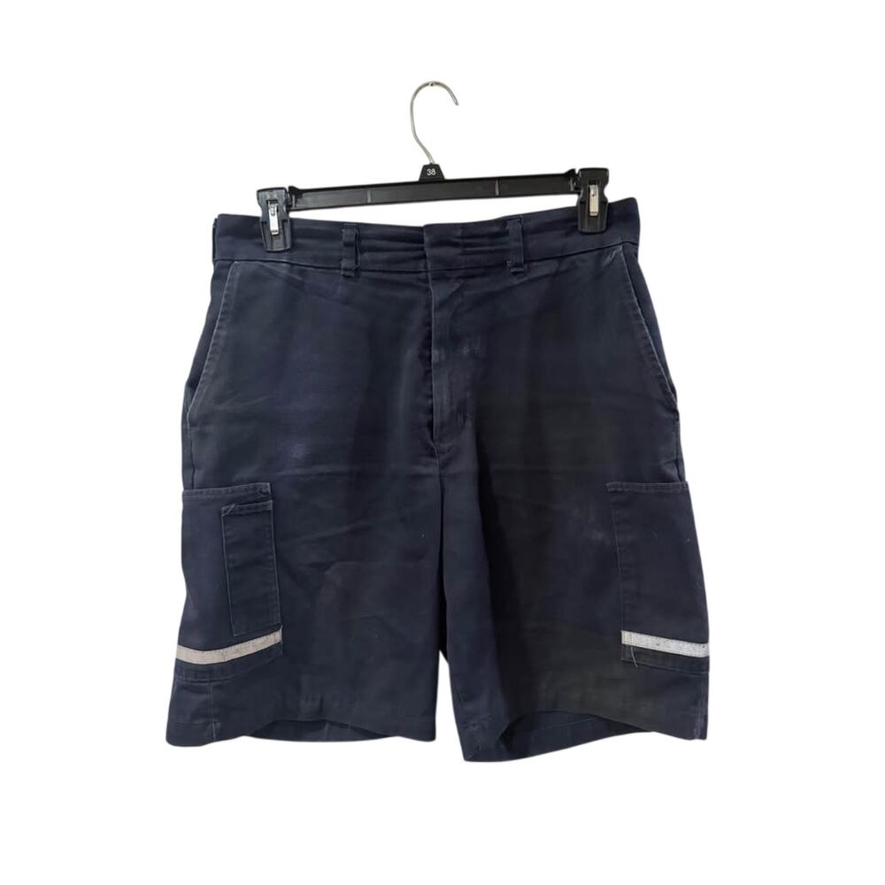 Elite Navy Blue Cargo Shorts Size 34 with Reflective Safety Strips